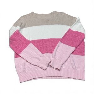 Colorblock Pink and White Women's Sweater